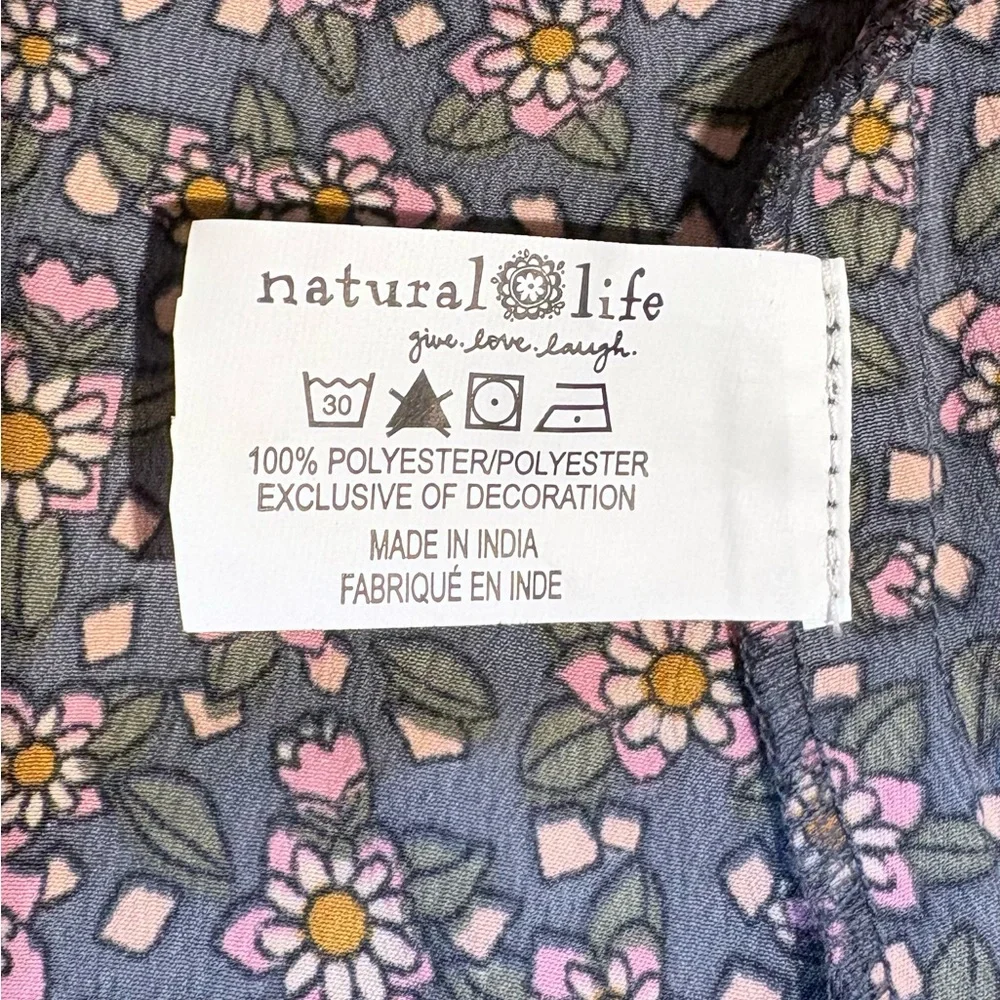 NATURAL LIFE Juliette Dress Floral Grey/Pink Boho Cottage Maxi Dress~ Large 🧡 - Picture 10 of 11